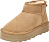 A single brown boot with a platform sole and faux fur lining is shown against a white background. Náhled obrázku produktu