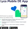 Marketing image for the Lyca Mobile DE App, showing app interface on a phone and promotional text. Produktbild-Vorschau