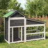 vidaXL Hundehütte Grau 143x60,5x109 cm Massivholz Kiefer Produktbild-Vorschau 2