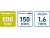 Three icons showing dimensions of a machete. Voir les images du produit