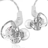 A pair of transparent in-ear headphones with white accents and a white cable, shown against a white background. Produktbild-Vorschau