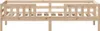 A wooden bed frame without a mattress, shown from the front. Voir les images du produit