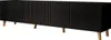 A long, black TV lowboard with a fluted front and gold-colored legs, presented against a white background. Náhľad obrázku produktu