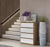 Commode haute avec 4 tiroirs - Chêne Wotan / Blanc brillant Voir les images du produit 3