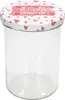 A clear studio shot of an empty glass jar with a decorative lid. Podgląd zdjęcia produktu