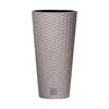 A tall, cylindrical planter with a woven texture. Produktbild-Vorschau