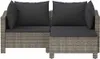vidaXL 3-tlg. Garten-Lounge-Set mit Kissen Grau Poly Rattan Produktbild-Vorschau 4