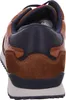 The back view of a brown and navy blue sneaker. Produktbild-Vorschau