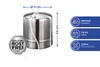 A stainless steel cord box with dimensions and material information displayed. Produktbild-Vorschau