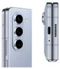 A close-up, side-by-side view of a silver foldable smartphone, showing the camera array on one side and the folded edge with ports on the other. Produktbild-Vorschau