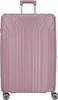 A rose-colored suitcase with a retractable handle and wheels. Produktbild-Vorschau