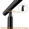 Close-up of a black handrail fitting with an inset diagram and text indicating dimensions and stability. Produktbild-Vorschau