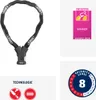 A bicycle chain lock with associated marketing and security information. Produktbild-Vorschau