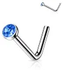 Nasenstecker Titan: Nasenpiercing Kristall Stecker gebogen Produktbild-Vorschau 1