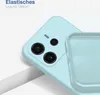 A close-up view of a light blue phone case, showing the camera cutout and the interior texture of the case. Produktbild-Vorschau