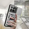 A hand holding a phone case with a ring holder and a magnetic plate attached, in a blurred indoor setting. Produktbild-Vorschau