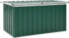 A green garden storage box with a gray lid, shown from the front. Voir les images du produit