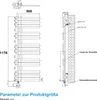 Technical drawing of a radiator with dimensions and specifications. Náhled obrázku produktu