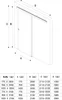 A diagram showing a sliding door with dimensions and a table of measurements. Anteprima dell’immagine prodotto