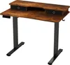 A standing desk with a wooden top and black legs, shown against a white background. Produktbild-Vorschau