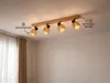 Deckenstrahler innen 4 flammig mit Holz und Lampenschirmen Produktbild-Vorschau 3