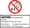 A warning label indicating that the product is not suitable for children under 3 years old due to small parts. Produktbild-Vorschau
