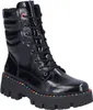 A black patent leather lace-up boot with a thick platform sole and rainbow stitching detail. Anteprima dell’immagine prodotto