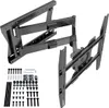 A black metal TV wall mount and its hardware are displayed against a white background. Produktbild-Vorschau