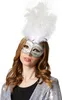 Venezianische Maske mit Federn - silber Produktbild-Vorschau 2