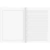An open notebook showing a blank page on the left and lined pages on the right. Náhled obrázku produktu