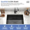 ANW HOME Edelstahlspüle 54x44 cm Schwarz Graphite Nano 304 Produktbild-Vorschau 3