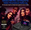 People enjoying karaoke with a speaker system. Produktbild-Vorschau