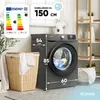 A washing machine is shown with product dimensions and an energy efficiency label. Anteprima dell’immagine prodotto