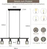 Lampa wisząca ZMH z 4 żarówkami, lampa wisząca nad stół Podgląd zdjęcia produktu 5