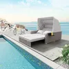 Garten-Loungesofa 2-Personen mit Sonnendach - Polyrattan Produktbild-Vorschau 7