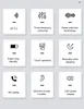 A grid of nine squares, each displaying an icon and text describing a feature of wireless earbuds. Produktbild-Vorschau