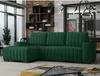 A modern living room with a green sectional sofa, a brick wall, and a large window. Náhled obrázku produktu