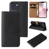 A collage of images showing a black flip phone case for an iPhone, including its interior and different viewing angles. Produktbild-Vorschau