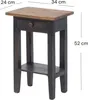 A product shot of a small wooden side table with dimensions indicated. Náhľad obrázku produktu