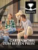 A family and their dog are sitting on the steps of a wooden house, with a logo and text overlay. Produktbild-Vorschau
