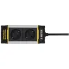 A product shot of a Stanley Fatmax 2-socket power strip with a 5-meter cord. Voir les images du produit