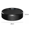 A black robotic vacuum cleaner is shown from a side angle with dimensions indicated. Produktbild-Vorschau