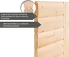 Close-up of wooden logs with text overlays describing features. Produktbild-Vorschau