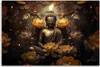 Obraz na plátně Zlatý Buddha a lotosové květy 120x80 Feeby Náhled obrázku produktu 3