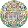 A coloring book page depicting a castle surrounded by flowers and foliage. Podgląd zdjęcia produktu