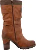 A side view of a brown women's boot. Voir les images du produit