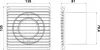 Technical drawing of a ventilation fan with dimensions. Produktbild-Vorschau