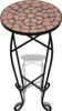 A round mosaic table with a black metal stand. Produktbild-Vorschau