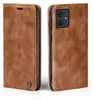 Two views of a brown leather flip phone case for a Motorola Moto G54. Produktbild-Vorschau