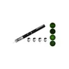 A black laser pointer with silver accents is shown on a white background, along with four detachable caps that create different light patterns. Náhľad obrázku produktu